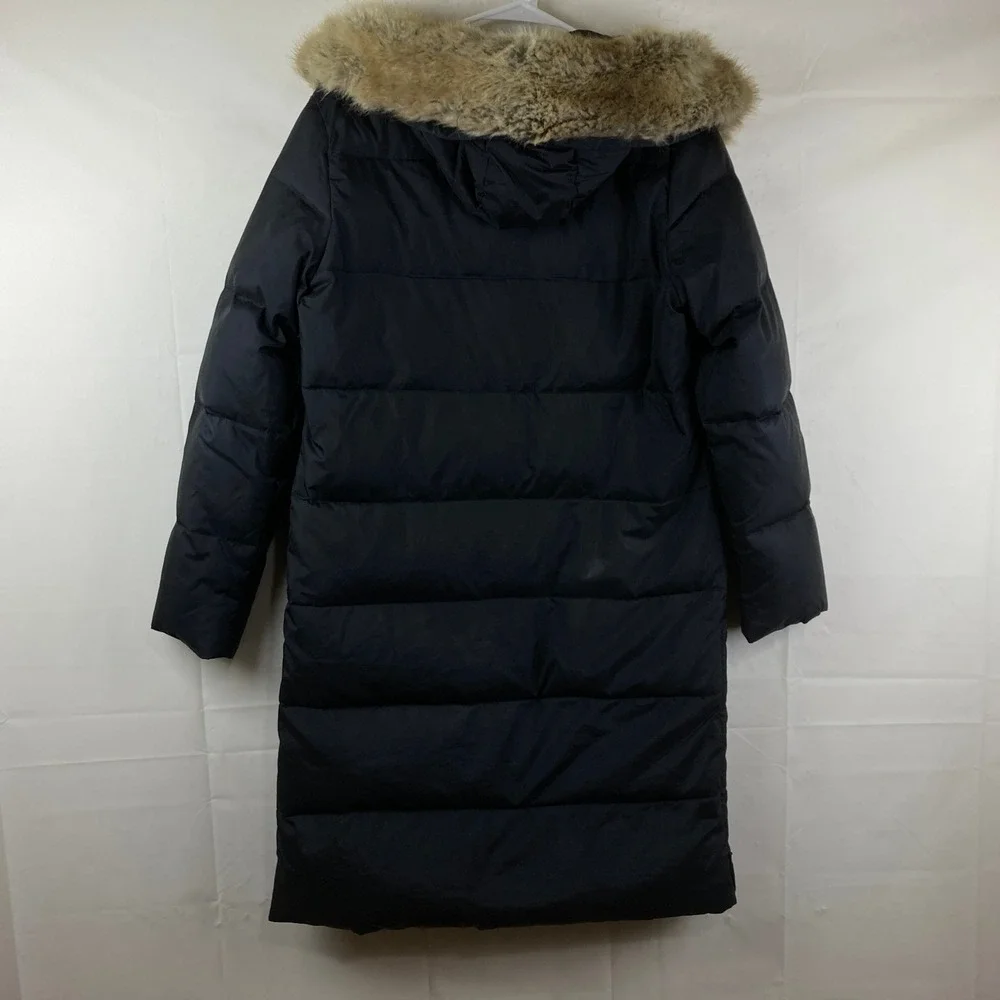 Michael Kors Down Puffer Coat‎ Sz L Black Faux Fur Hooded Parka Quilted Long